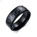 Mens Band Schwarz Edelstahl Kohlefaser Ring